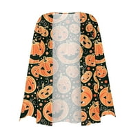 Cardigan za žene Lagana otvorena prednja labava casual Halloween tiskana majica s dugim rukavima Top