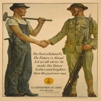 Svjetski ratni plakat solidarnosti izmeđumora i radnika. 1918. Poster glasi istoriju