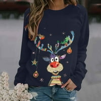 Azrian Plus Veličina Božićne dukseve Ženske uštede, prevelike božićne pulover dukseve Ženski modni casual