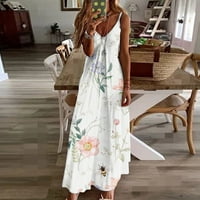 Zkozptok Ženska haljina Ljetni modni ispisani V-izrez rukava bez rukava pulover Havajska haljina, -01,