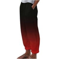 TUPHREGYOW ženske hlače sa širokim pantalonama za noge prozračno udesno gradijentski ispis klasični