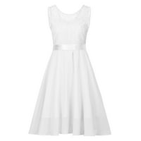 Haljine za vjenčanje za žene za žene Žene Zipper čipke OFF na ramenu bez rukava Okrugla haljina princeze mini haljina bijela xs