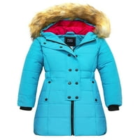 Djevojčinski ormaški kaput topli zimski kaput dugačka jakna na puhača svijetlo plava 10 12