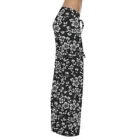 Caveitl Womens gležnjače, ženski tisak visokih struka tiskane hlače široke hlače za noge casual labavi