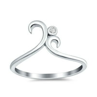 Simulirana kubična cirkonija - modna vrtlana Swirl Dainty Petite prsten sterling srebrna