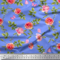 Siamoi svilena tkanina odlazi, ruža i peony cvjetni otisci tkanine širom dvorišta
