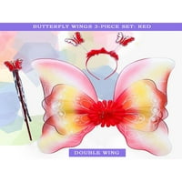 Set Seyurigaoka Dječji dan leptir krila, obojeni dvoslojni krila leptira + plišani obruč kose + štapić