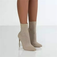 Cipele za žensku vunenu rukavu jesen i zimska peta preko čizmeta za koljeno leteće tkane rastezanje