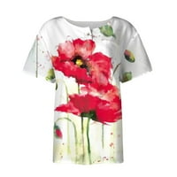 Ayolanni Ljetne košulje za žene Dressy Casual posteljina dolje vrhovi kratkih rukava cvjetna ispisa