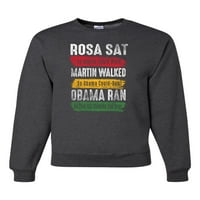 Divlji Bobby Rosa Sat Martin hodao je Obama RAN Crni ponos Unise Crewneck Grafički duks, Heather Black,