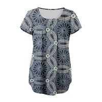 Ženski ljetni vrhovi Henley grafički otisci bluze casual ženske majice kratkih rukava mornarice m