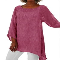 Ženski tkani na rukavu okrugli vrat opuštena fit tunika majica bluza plus veličina