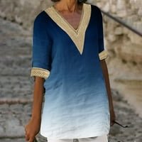 Dianli Ljetni ženski vrhovi kratkih rukava ženska čipka patchwork ljetna posteljina bluza slobodno udobne
