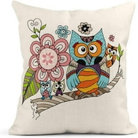Set jastuka šarene jesenski sova cvijet doodle baby ptice crtani kafe šuma bacanje jastučnice poklopac