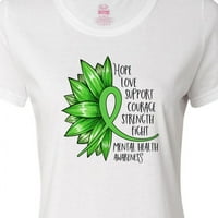Inktastična svijest mentalnog zdravlja Zelena majica vrpce za suncokret
