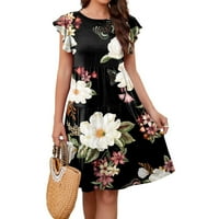 Ljetne haljine za žene okrugli dekolte kratki rukav cvjetni fit & bljeskalica Srednja dužina Ležerne