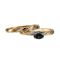 1. CTW 14K Rose Gold Black Diamond Prsten sa dijamantima Postavi za vjenčanje za angažmane prstena