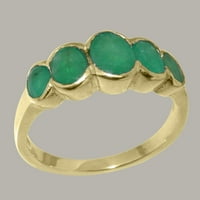 Britanci napravio 9k žuto zlato prirodni smaragdni prsten za uključivanje žena - Opcije veličine - veličina