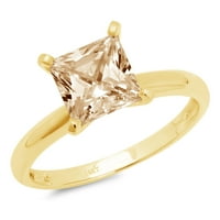 CT sjajna princeza Clear Simulirani dijamant 18k žuti zlatni pasijans prsten sz 4.75