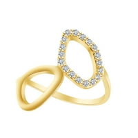 0. Carat Okrugli oblik bijeli prirodni dijamantnski modni geometrijski prsten u 14K žutom zlatnom prstenu