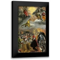 El Greco Black Moderni uokvireni muzej umjetnički print naslovljen - obožavanje imena Isusa