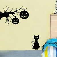 Jack Lantern i Cat PVC zidna paste Halloween bundeve muralne umjetničke naljepnice za spavaću sobu - besplatni kolaž