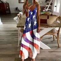 Ženska američka haljina haljina bez rukava V-izrez Stripe Slim Slim Beach haljina Sky Blue XXL