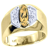 Muški citrinski žuti Topaz i dijamantni prsten žuto pozlaćeno srebro