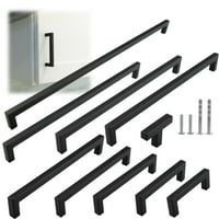 Moderket Modern Euro kvadratni ormarići od nehrđajućeg čelika - 13 ukupne dužine, 12-5 8 Hole centri, mat crna-