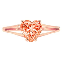 1. CT Sjajno rezanje srca Clear Simulirani dijamant 18k ružičasto zlato pasijans prsten sz 7.25