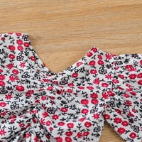 XKWYSHOP KIDS DIJELOVE GIRKE Outfit setovi cvjetni tisak V-izrez kratki rukav vrhovi čipke TRIM traper hlače odijelo