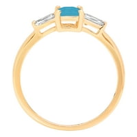 0.8ct smaragdni rez plavi simulirani tirkizni 14K žuti zlatni graviranje izjava godišnjica Angažovanje vjenčanja Trobotna prstena veličine 4,25