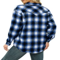 Ženski ovratnik dugih rukava dugačak gumb dolje ploča za bluzu majice vrhovi sa džepom za jesen zimu