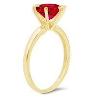 1ct okrugli rez crveni simulirani ruby ​​14k žuto zlato ugraviranje izjava bridalna godišnjica angažman