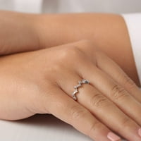 London Fine nakit 0. Carat baguette & okrugli Milosni prsten klastera, zaručnički prsten, vjenčani prstenovi za žene, obljetnice za žene na čvrstom 14K zlatu