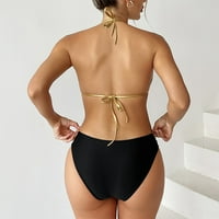 Francuska Dimple Ženska kupaći kostimi Žene Split karoserija Solid Color Hot Gold Sexy Halter Bikini