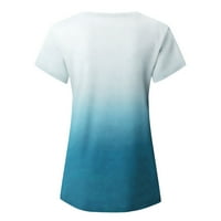 Ženski vrhovi kratki rukav čvrsta boja bluza labava fit ženska majica V-izrez ljetno svijetlo plave