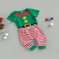 Calsunbaby Kids Baby Girls Boys Santa Claus Outfits Podesite kratke rukave za rušenje Božićna odjeća