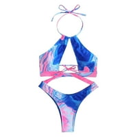 Ženske kupaći kostim i kupaćim kostimima u boji Grupni rez up halter bikini set kupaći kostimi Slim