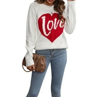 Ženski džemperi za Valentinovo Pleteni pismo Ispiši dukseve dugih rukava Puloveri Pleteni bluze Labavi