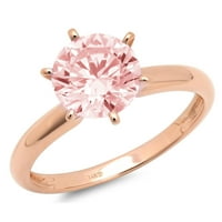 3.0ct okrugli rez ružičasti simulirani dijamant 18k ružičasto zlato Angažovanje prstena veličine 5,25