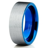 Plavi tungsten prsten srebrni volfram prsten za prsten za muškarce i žene godišnjica Comfort FIT FIT