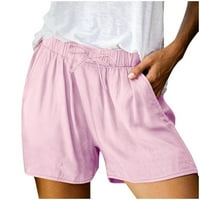 Ženska proljetna ljetna čvrsta pamuka Li nen kratke hlače s podijeljenim džepom casual pantalone rade