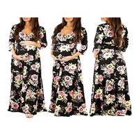 Ženska ležerna haljina za majčinstvo cvjetno print V izrez A-line Trudnička haljina Elegantna Boho fotografija Duga Maxi haljina