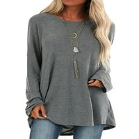Žene plus veličina majica s dugim rukavima obični škap pulover Duks ležerna bagerska labava košulja