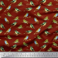 Soimoi Japan Crepe Satin tkanina FlyCathcer Bird Tkanina za ispis od dvorišta široko