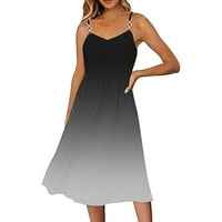 Žene Casual Boho haljine Ljetne haljine za gradijentni print bez rukava V izrez Spaghetti remen a linija