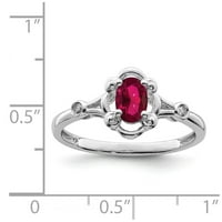 Sterling Silver Rodium-Plated Created Ruby & Diam. Veličina prstena: 10; za odrasle i tinejdžere; Za