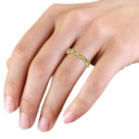 Citrine i dijamantske žene vječnost godišnjica vjenčanja za vjenčanje u 14K žutom zlatu .Size 8.0