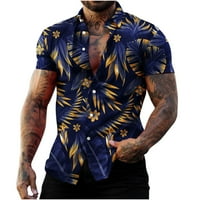 AwDenio ljetne majice za muškarce čišćenje muškaraca modne casual tipke Havaii ispis bluza s kratkim